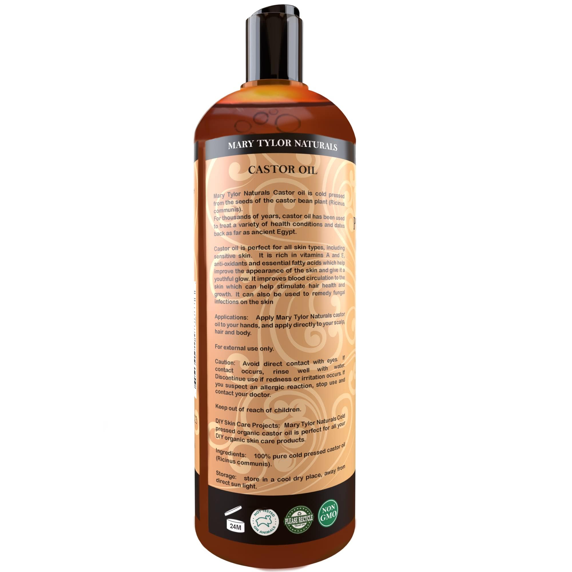 Aplicación suave para masaje con aceite de ricino orgánico Mary Tylor Naturals.
