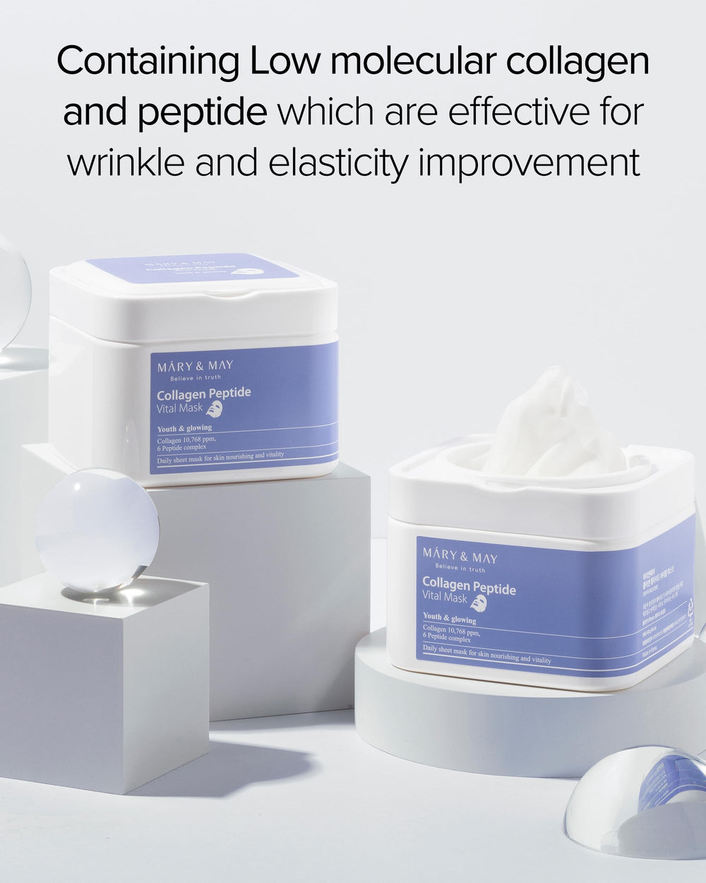 Mary&May Collagen Peptide Vital Mask cierre hermético protege la esencia
