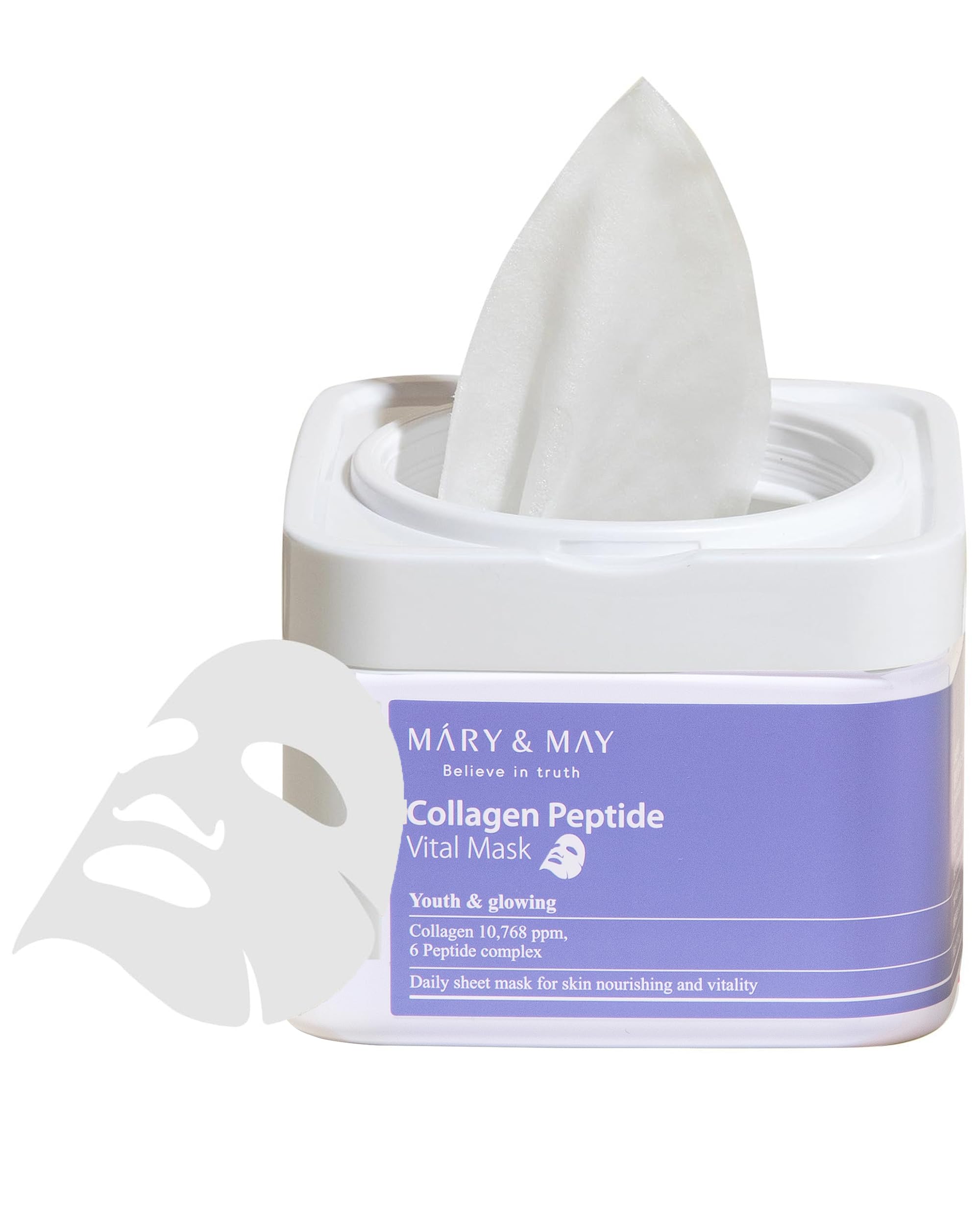 Mary&May Collagen Peptide Vital Mask estuche extraíble para una rutina diaria higiénica