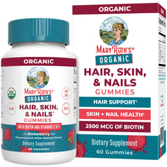 MaryRuth Organics gomitas cabello, sabor fresa, favorecen salud capilar y bienestar diario.
