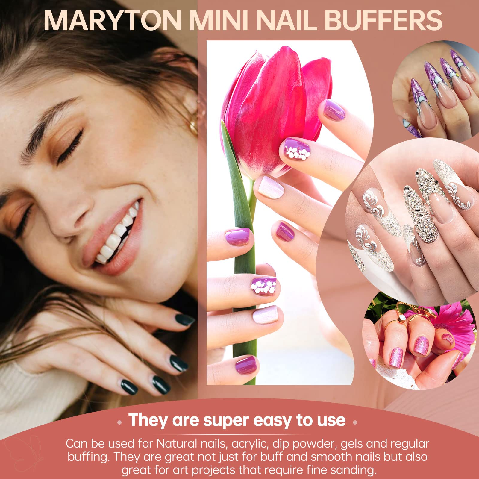 Maryton herramientas mini para arte de uñas y lijado fino.