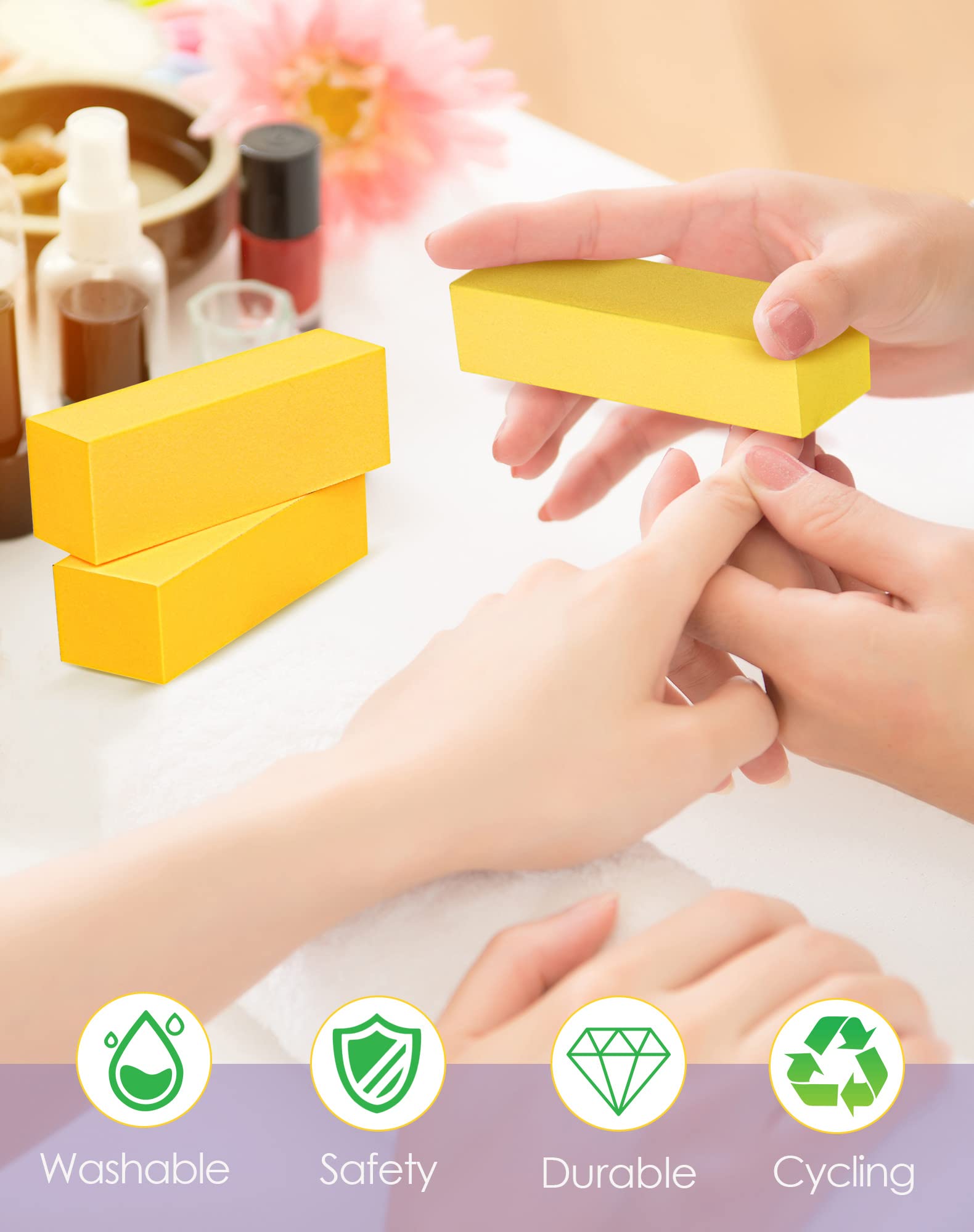 Maryton bloque amarillo duradero en primer plano enfocado en durabilidad