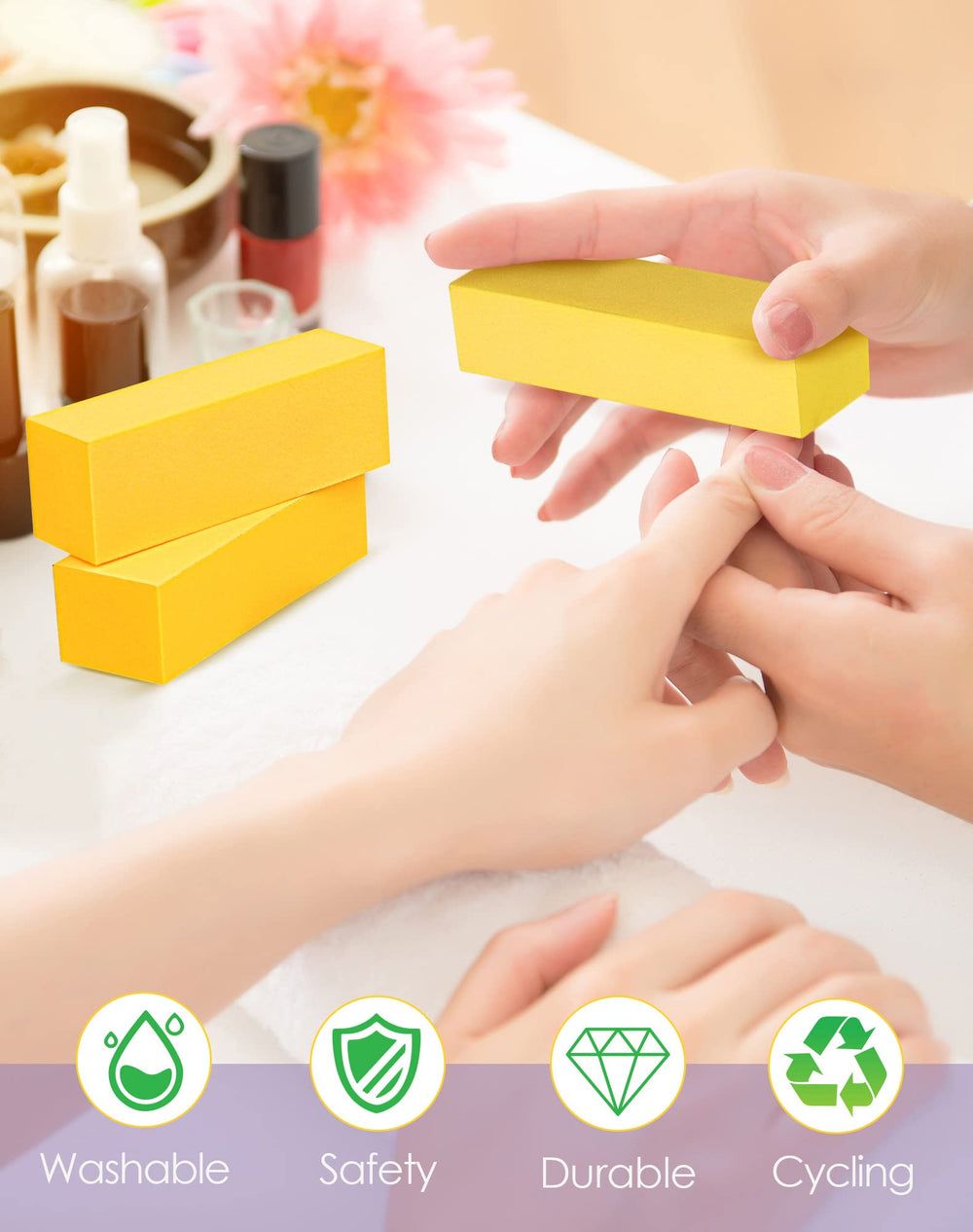 Maryton bloque amarillo duradero en primer plano enfocado en durabilidad