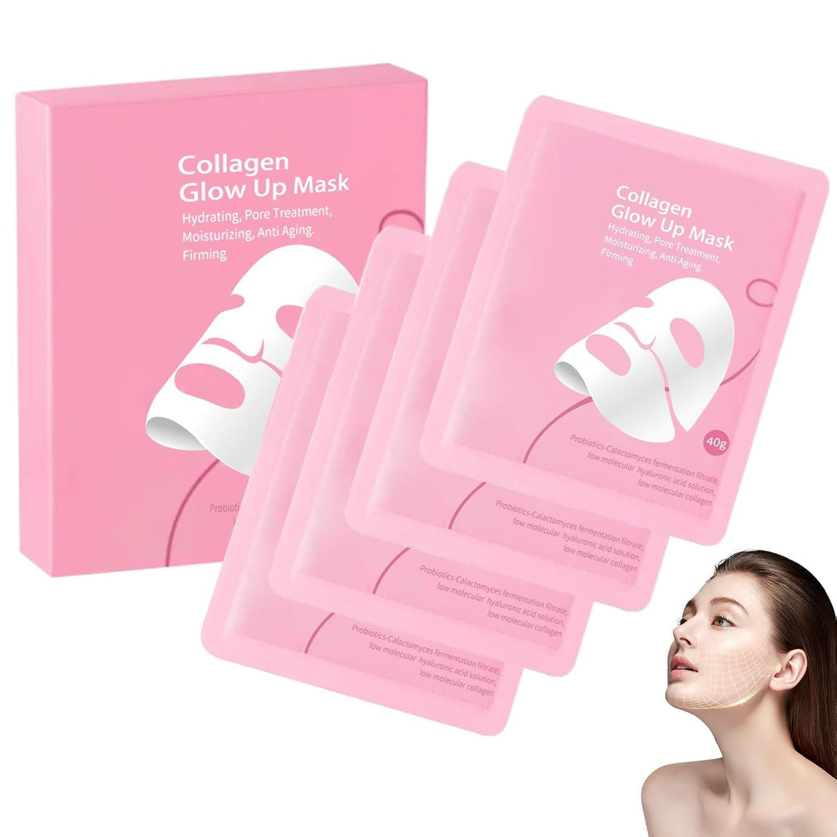 Mascara colageno resplandor 2-0, empaque visible, hidratación profunda para piel radiante