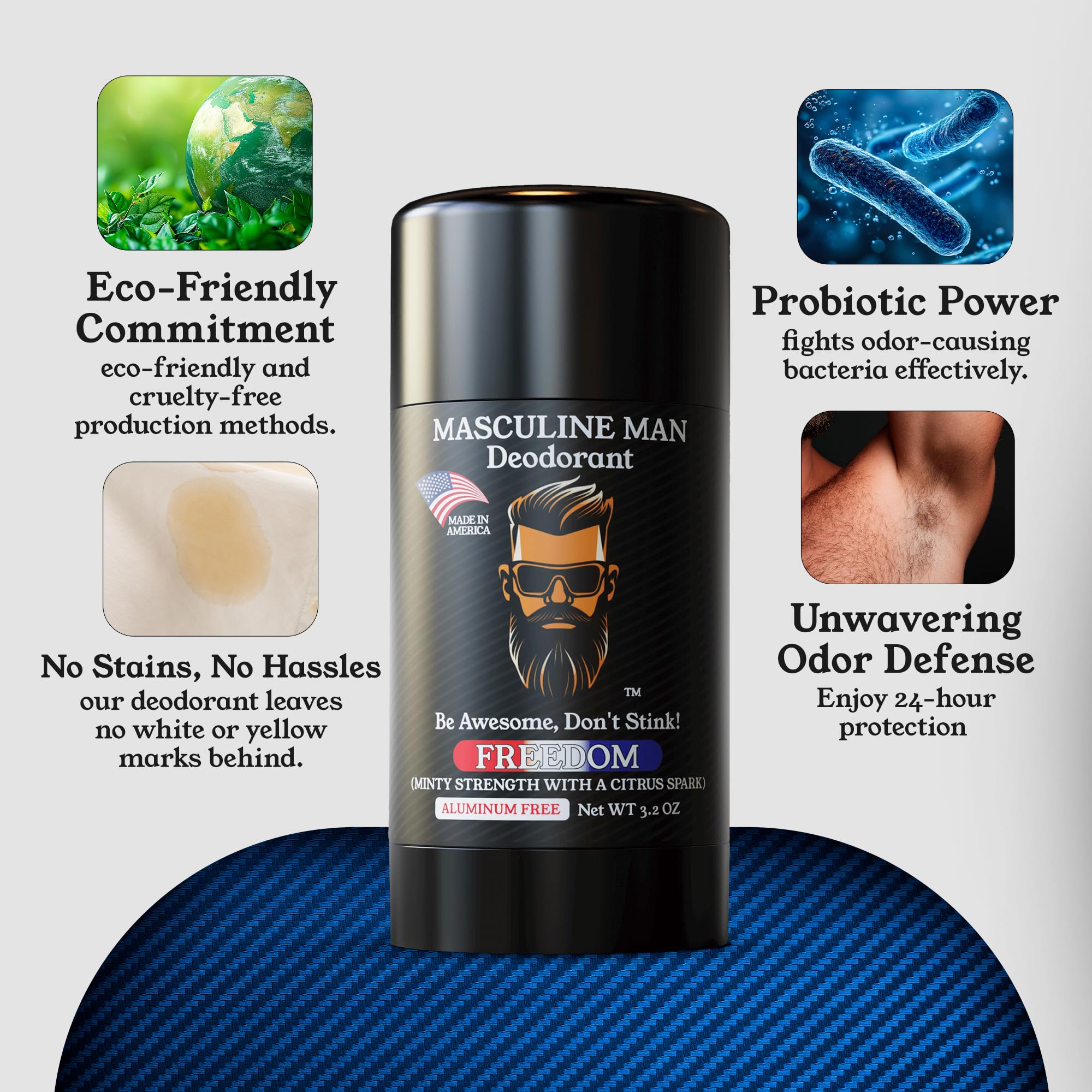 MASCULINE MAN Déodorant application douce et lisse pour une sensation agréable.