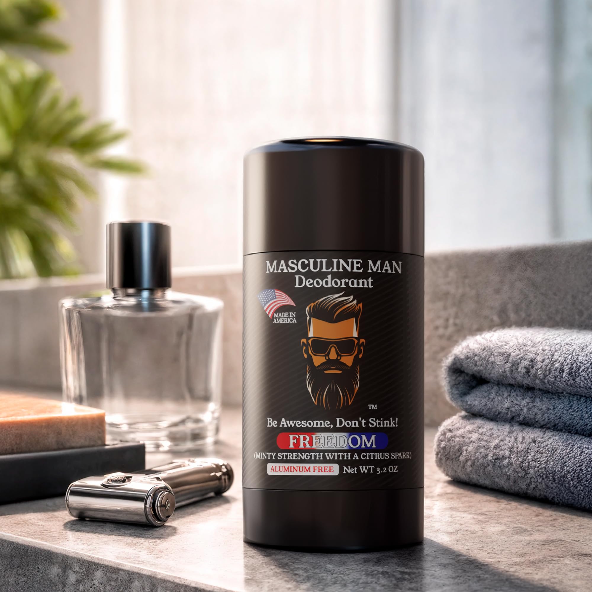 MASCULINE MAN Déodorant fabriqué aux États‑Unis, qualité fiable.
