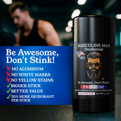 MASCULINE MAN Déodorant sans taches sur les vêtements.