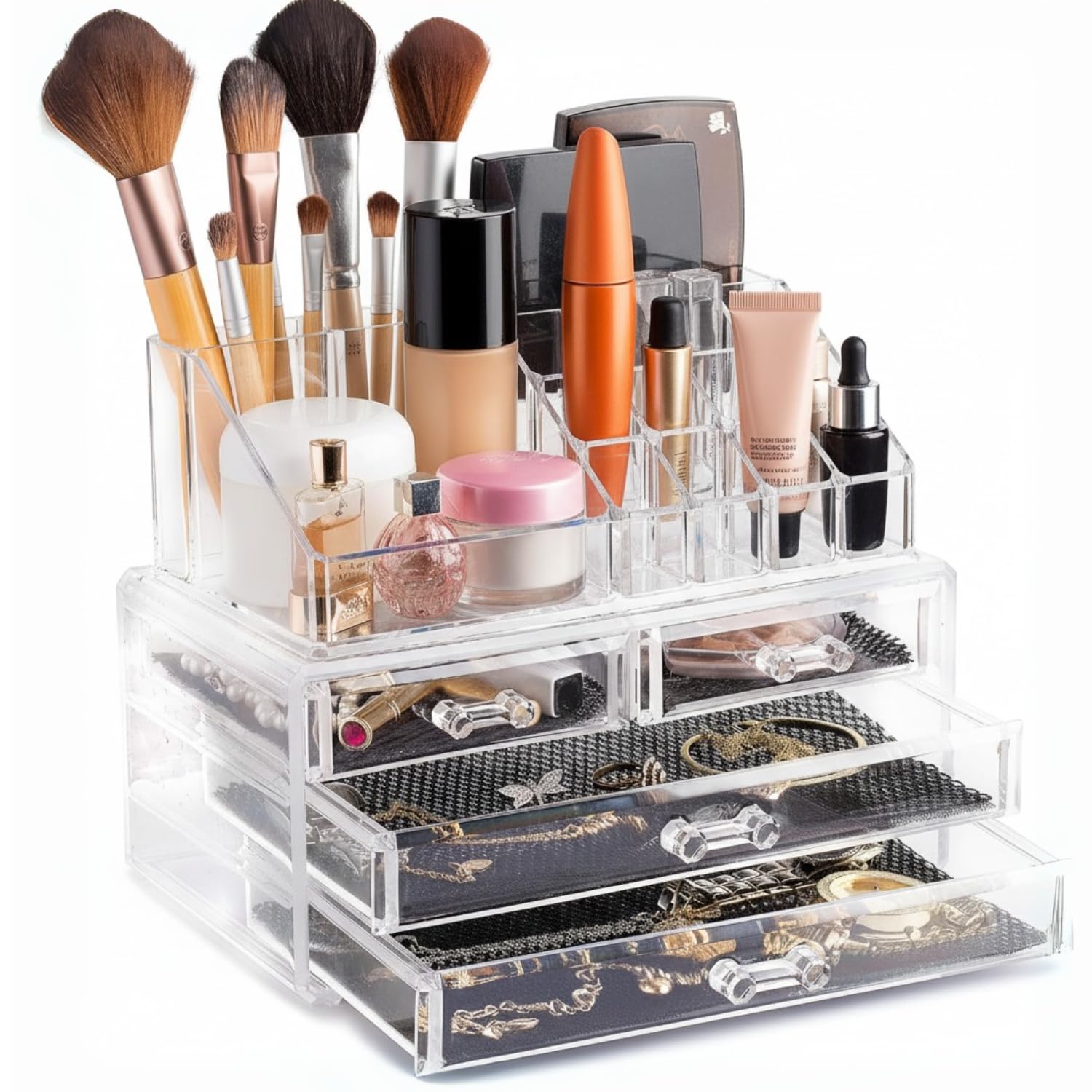 Masirs organizador acrílico para tocador, diseño transparente y duradero.