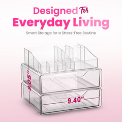 Masirs organizador con compartimentos múltiples, vista lateral, mantiene ordenados lápices, brochas y joyas.