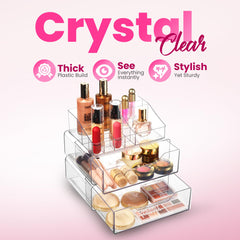 Masirs organizador acrílico, cajones visibles, facilita localizar productos de belleza al instante.