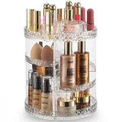 Masirs organizador maquillaje giratorio 360 diamante, acceso rápido a tus cosméticos favoritos en tu tocador.
