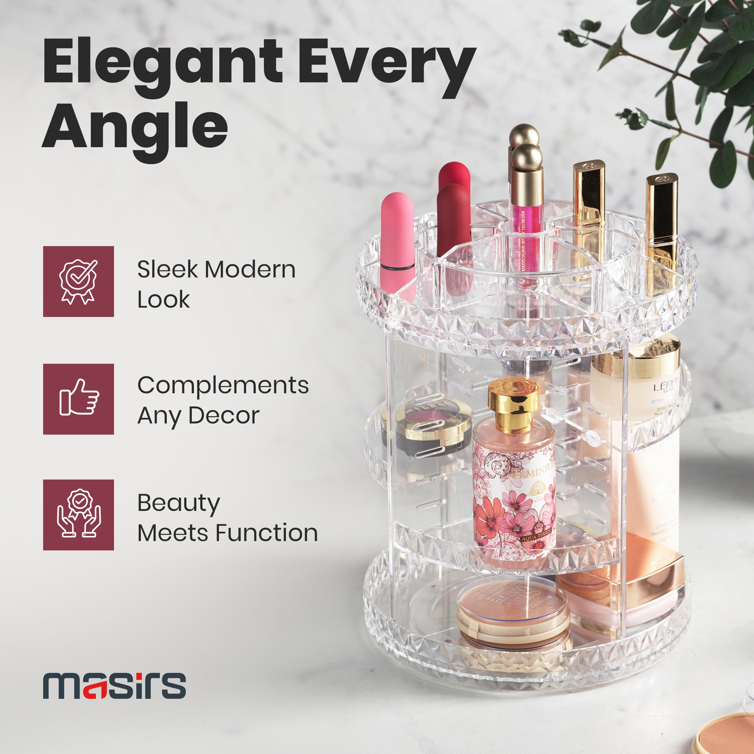 Masirs organizador maquillaje para tocador, compacto y práctico para mostradores.