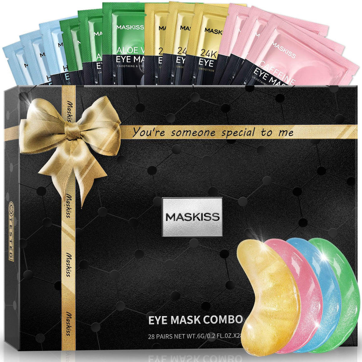 Maskiss parches ojos 24k oro para luminosidad y suavidad alrededor de los ojos