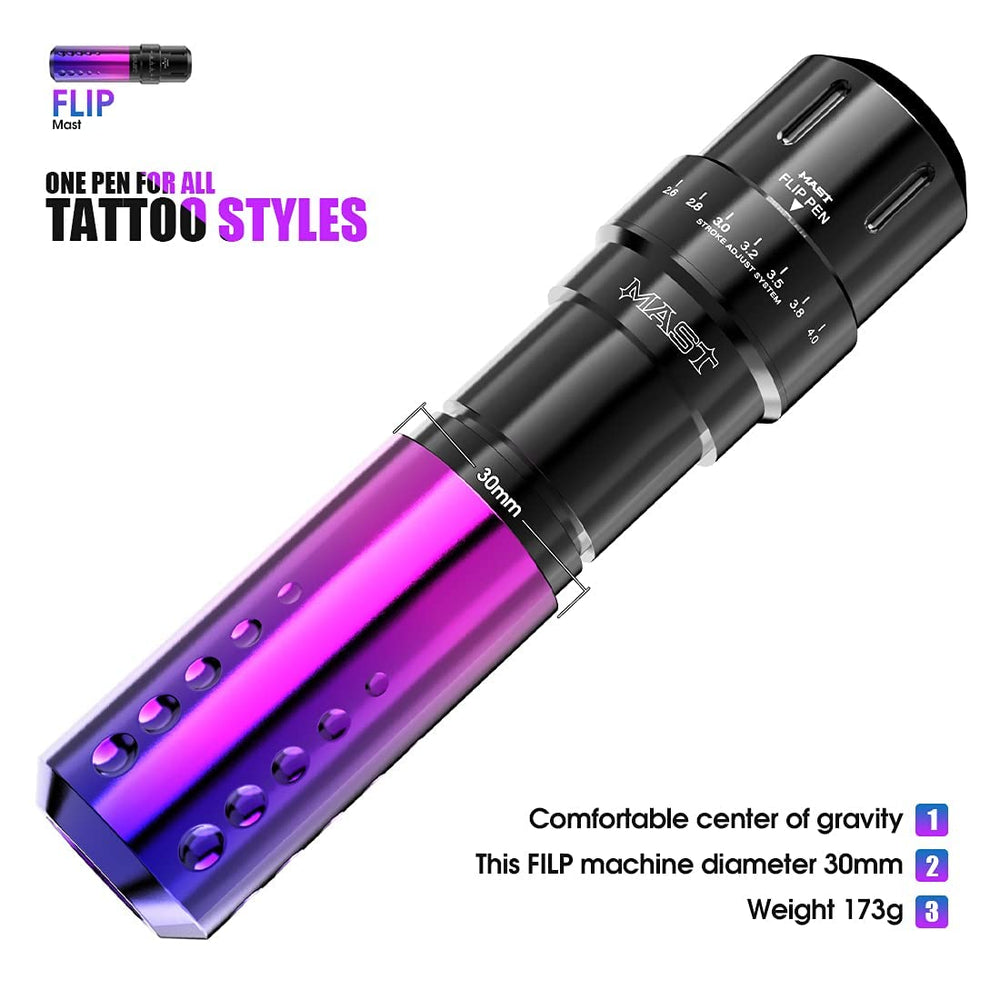 Mast Tattoo Mast Flip con bateria de 1300mAh para uso prolongado.