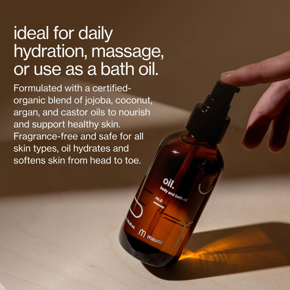 Maude Oil No. 0: textura sedosa ideal para masajes nutritivos.