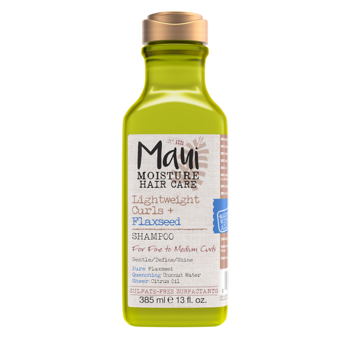 Maui Moisture champú rizos ligero con linaza ofrece brillo y definición suave.