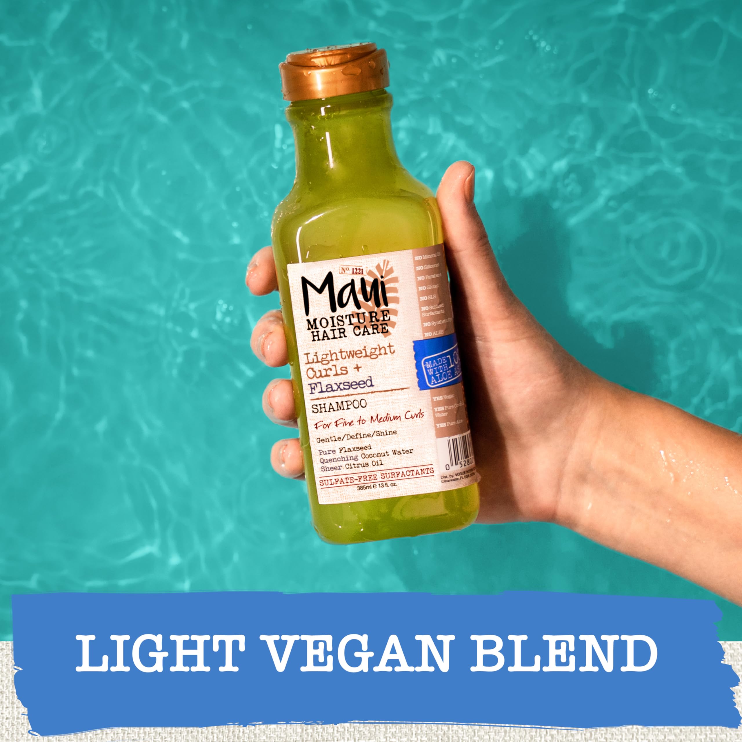 Maui Moisture champú libre de parabenos cuida el cabello con suavidad.