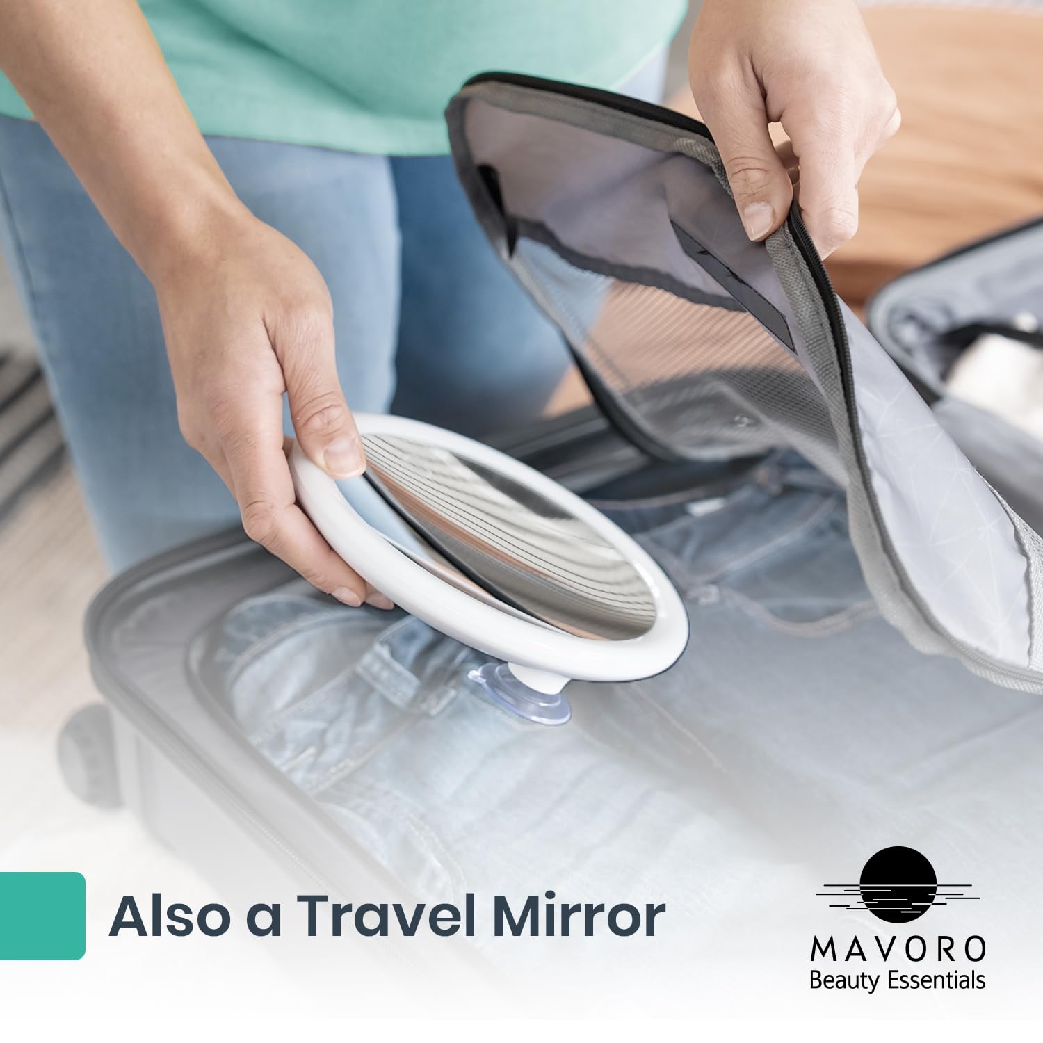 Ideal para viajes; espejo compacto para maleta y hotel