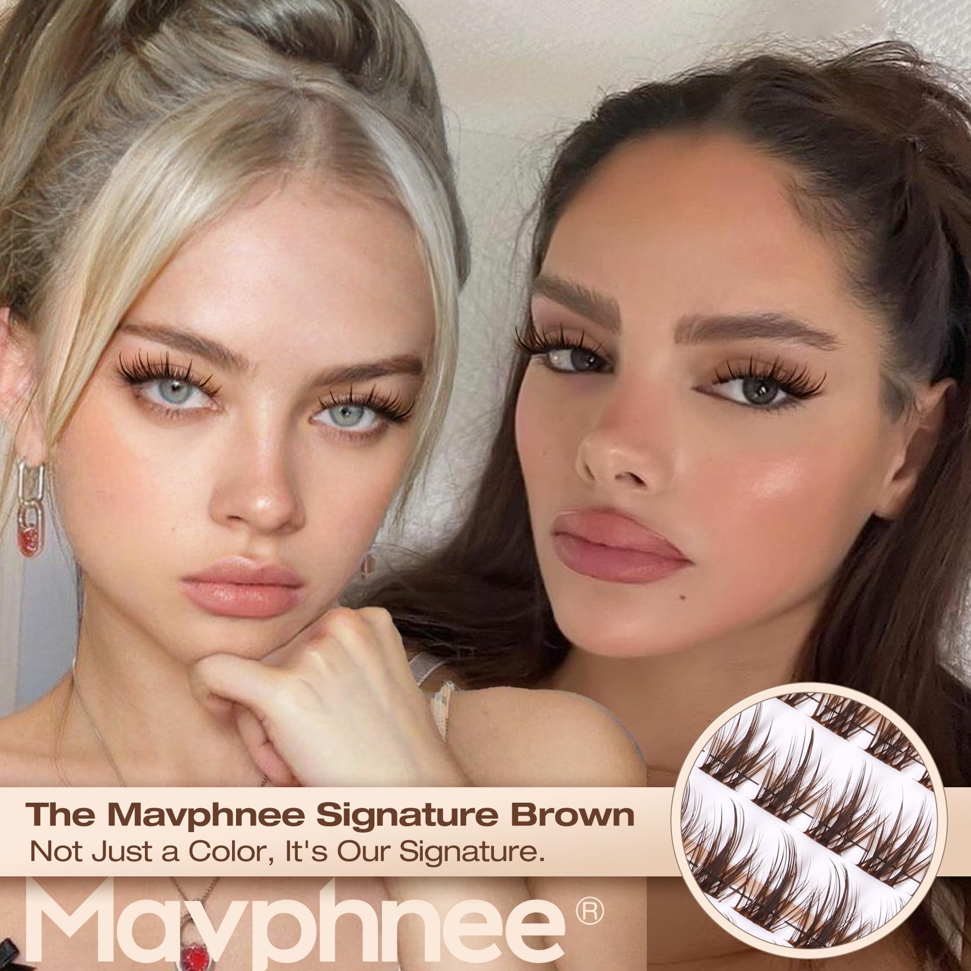 Mavphnee brown lash clusters 10mm mid-lid create balanced, everyday lash length.