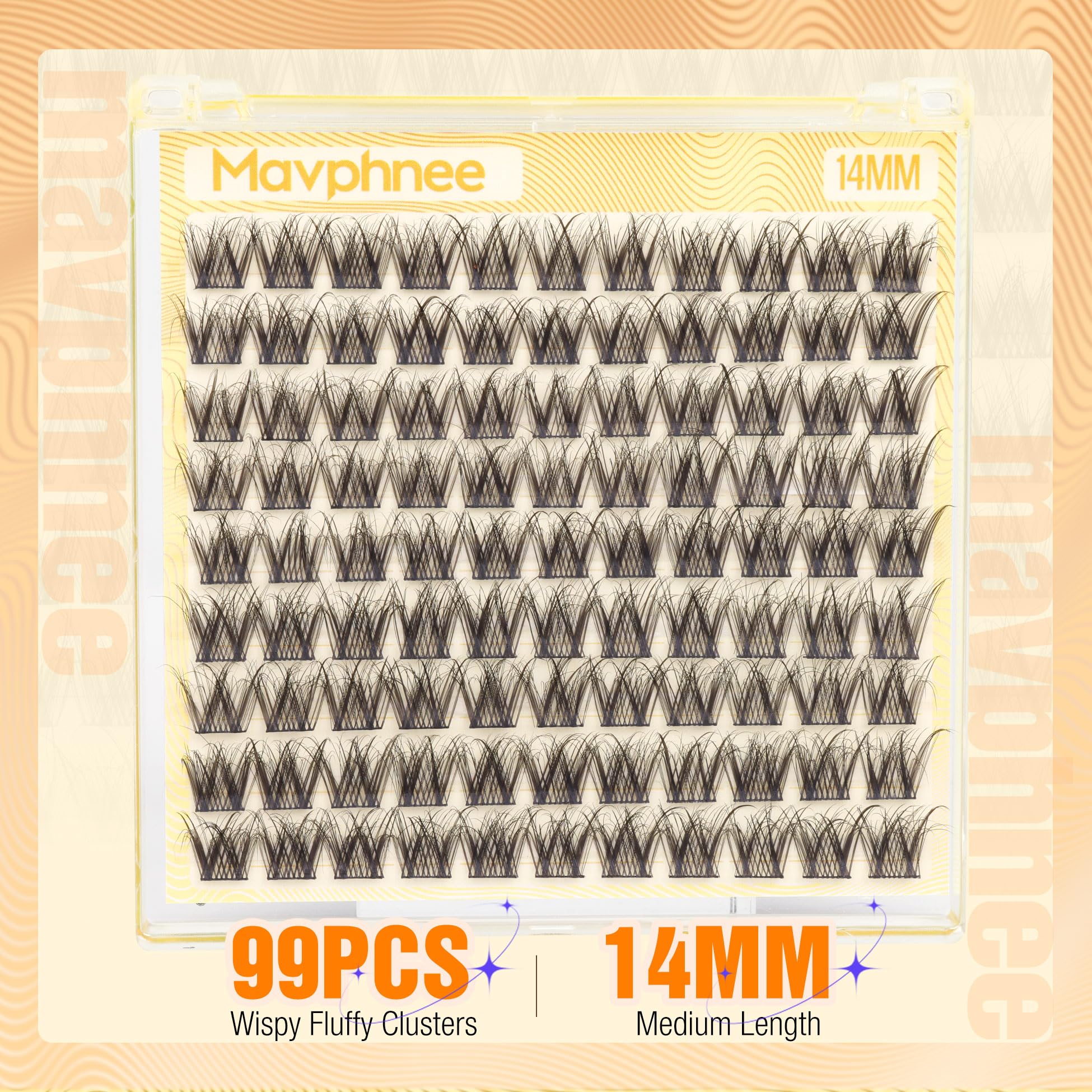 Mavphnee 14MM conjuntos de pestañas naturales onduladas para volumen discreto diario.