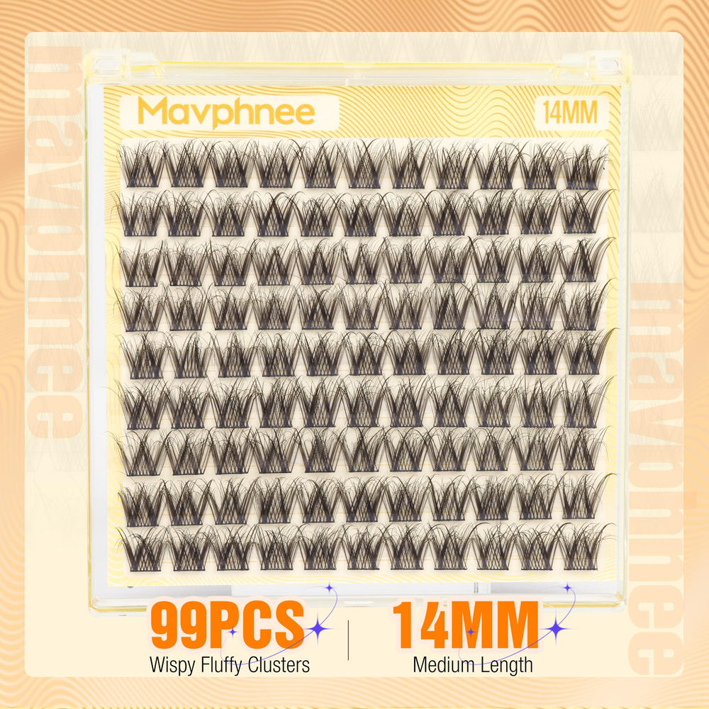 Mavphnee 14MM conjuntos de pestañas naturales onduladas para volumen discreto diario.
