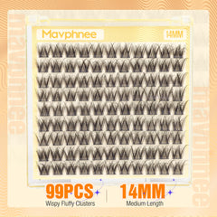 Mavphnee 14MM conjuntos de pestañas naturales onduladas para volumen discreto diario.