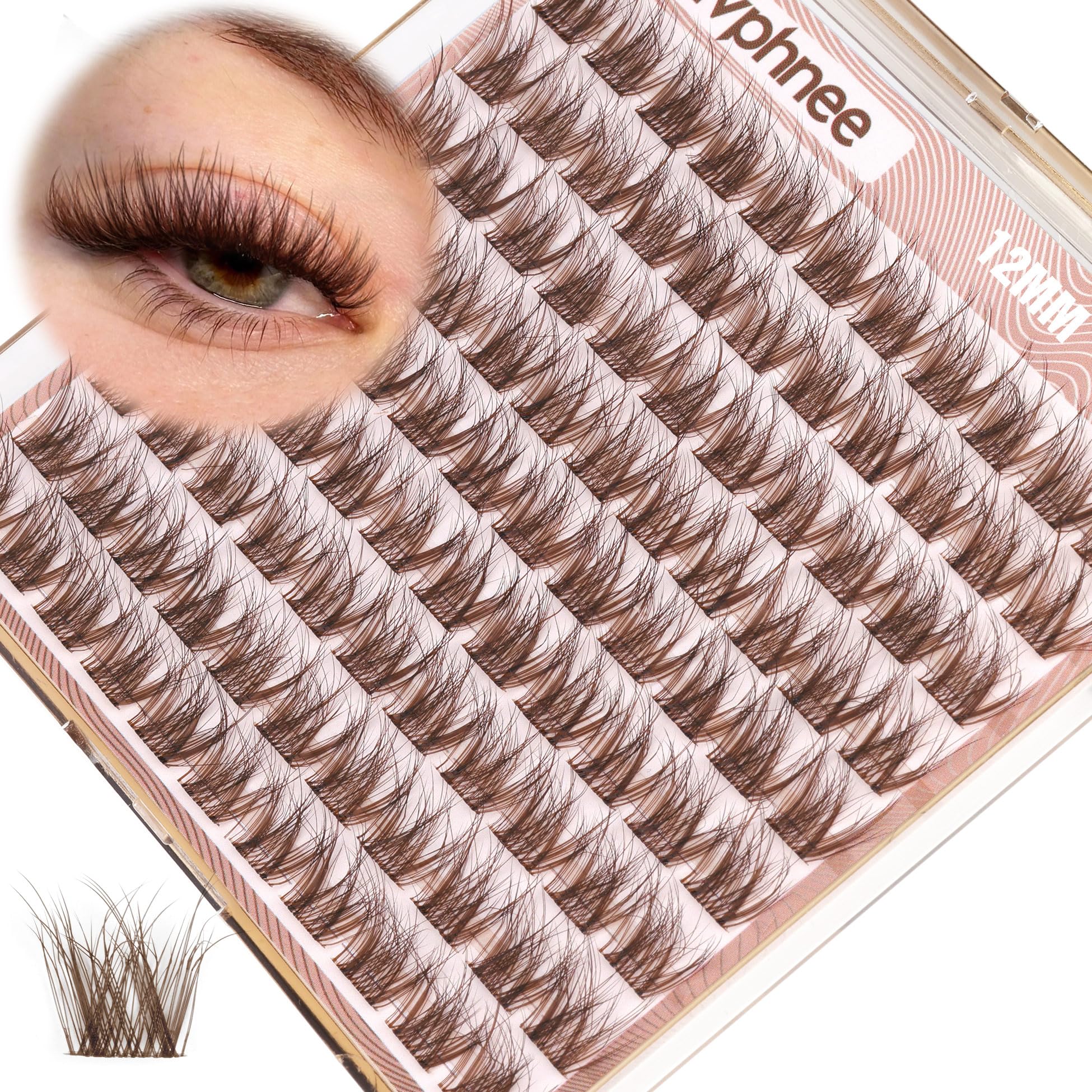 Mavphnee conjutos pestañas marrón natural 12mm para look diario suave