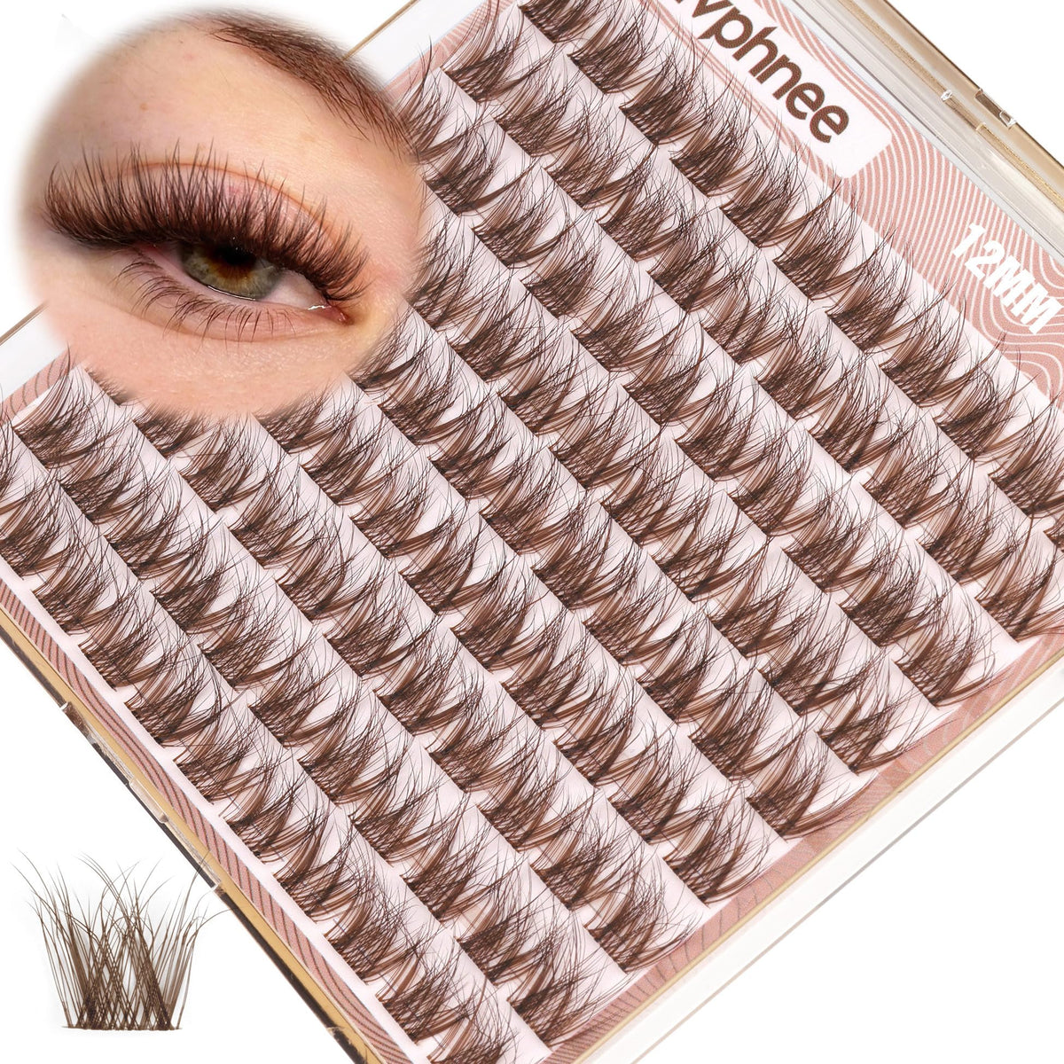 Mavphnee conjutos pestañas marrón natural 12mm para look diario suave
