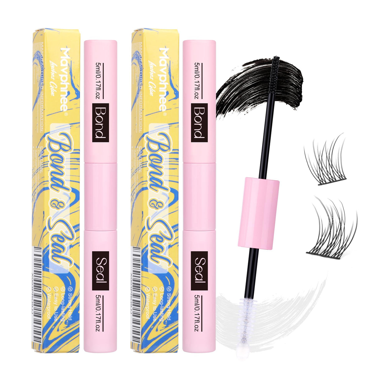 Kit de adhesivo para pestañas Mavphnee, fijación práctica para clústeres.