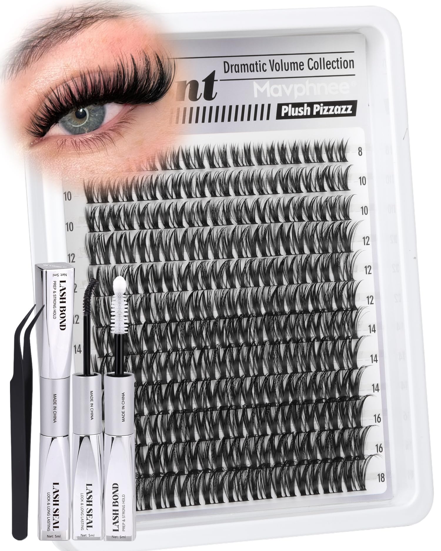 Mavphnee Kit Flaunt Lash Clusters: pestañas cluster onduladas, volumen natural y duradero