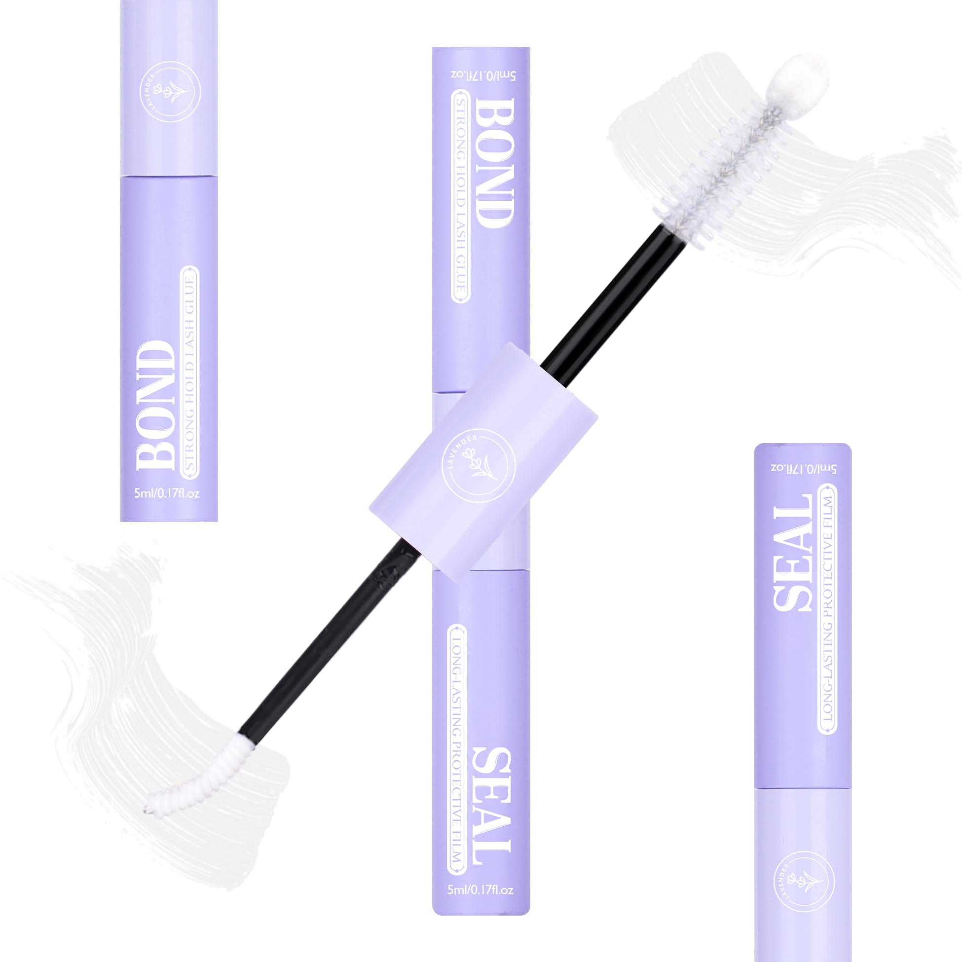 Mavphnee Lash Bond and Seal con lavanda, aplicación suave para pestañas.