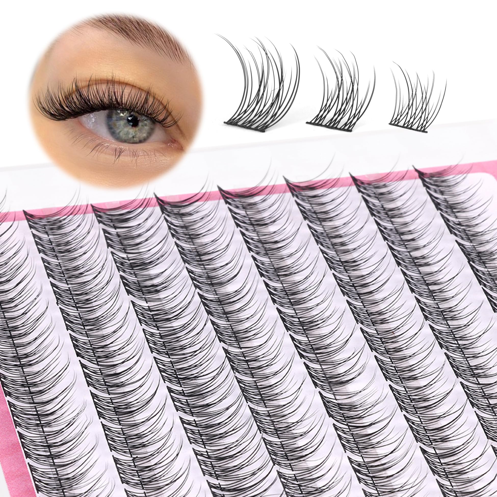 Pestañas agrupadas naturales de Mavphnee con rizado cc para mirada suave.
