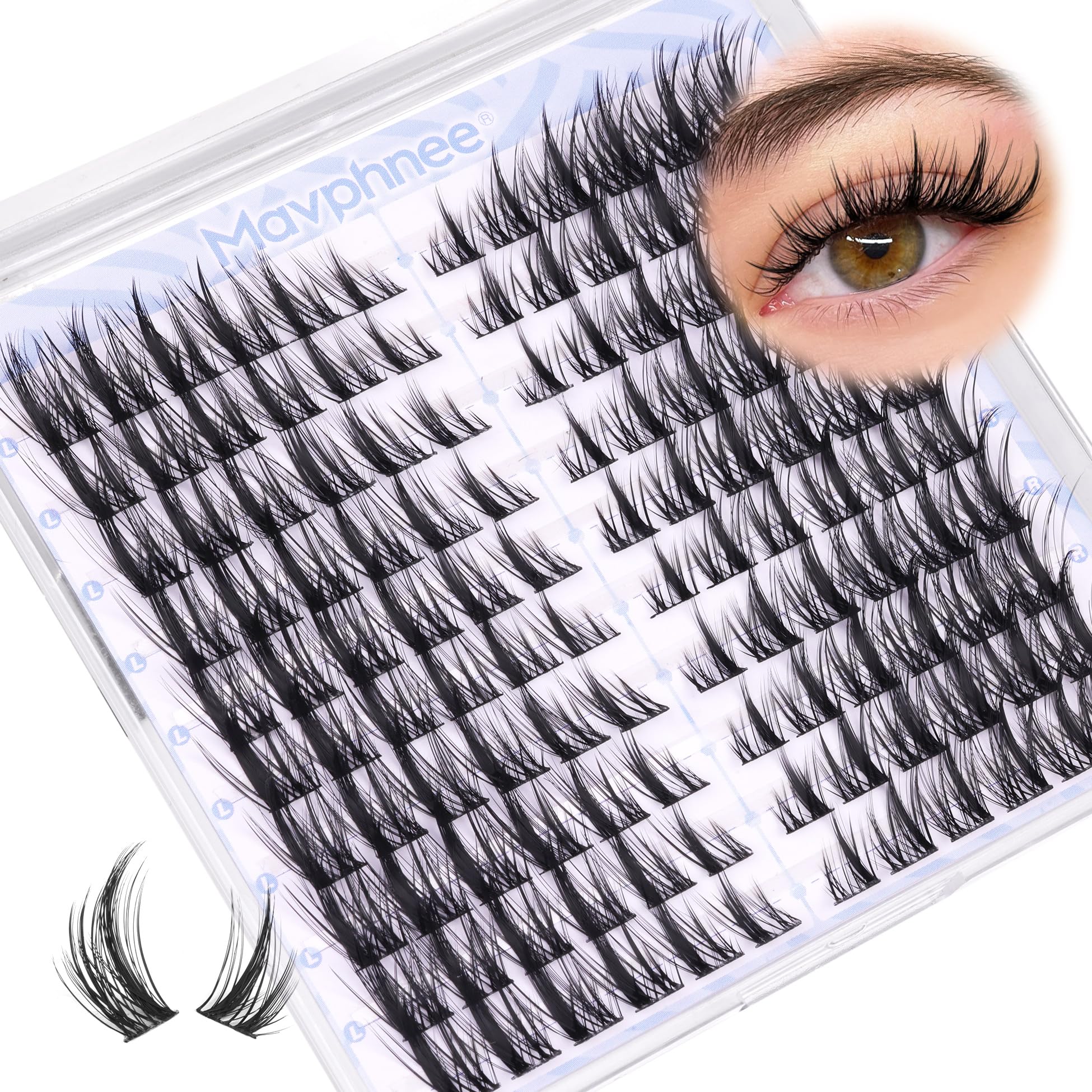 Pestañas en clúster Mavphnee: estuche de 120 piezas para múltiples looks.