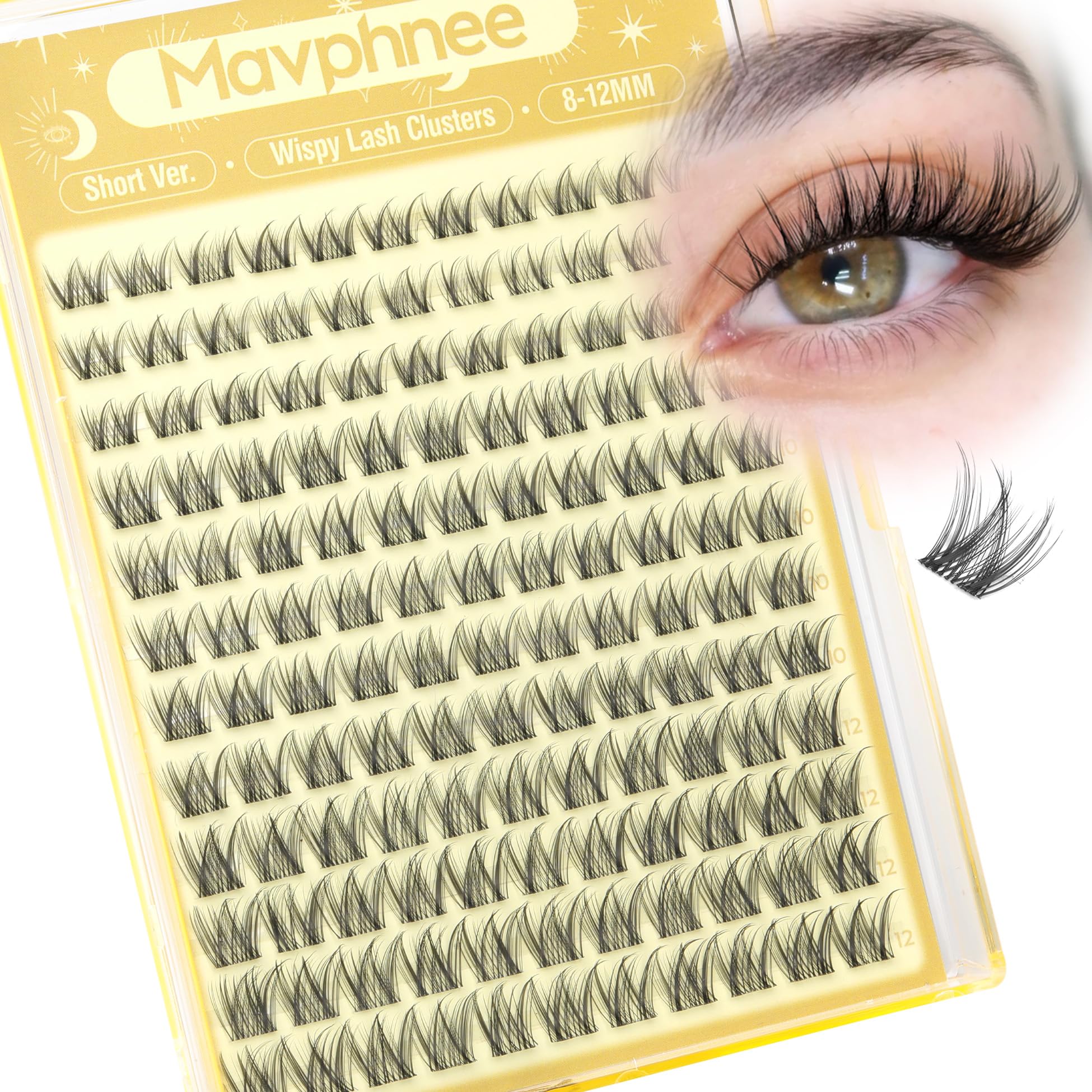 Pestañas grupos naturales 8-12mm de Mavphnee para definición suave en uso diario