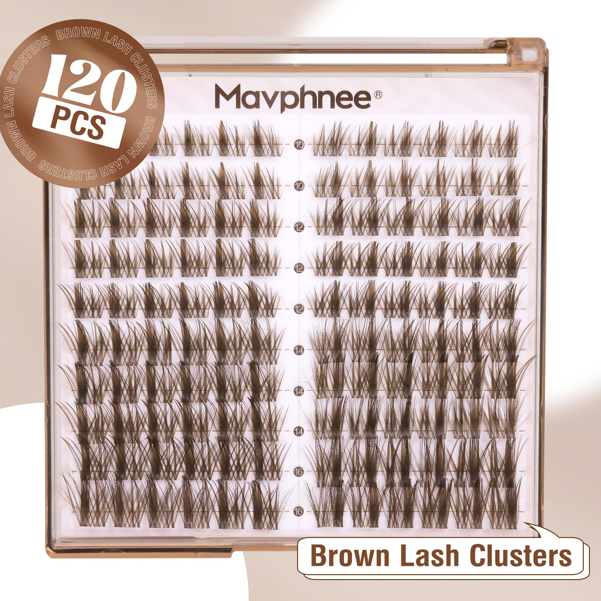 Pestañas individuales Mavphnee marrón claro con rizo CC para mayor volumen natural