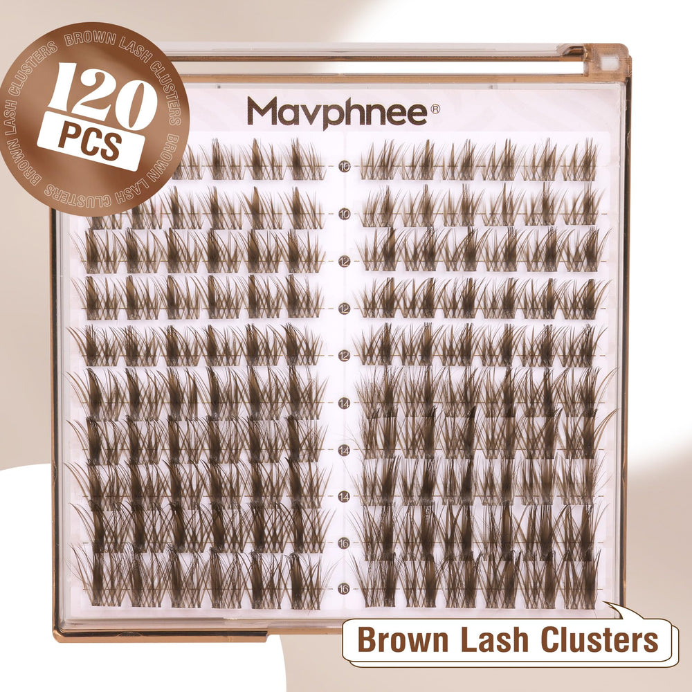 Pestañas individuales Mavphnee marrón claro con rizo CC para mayor volumen natural