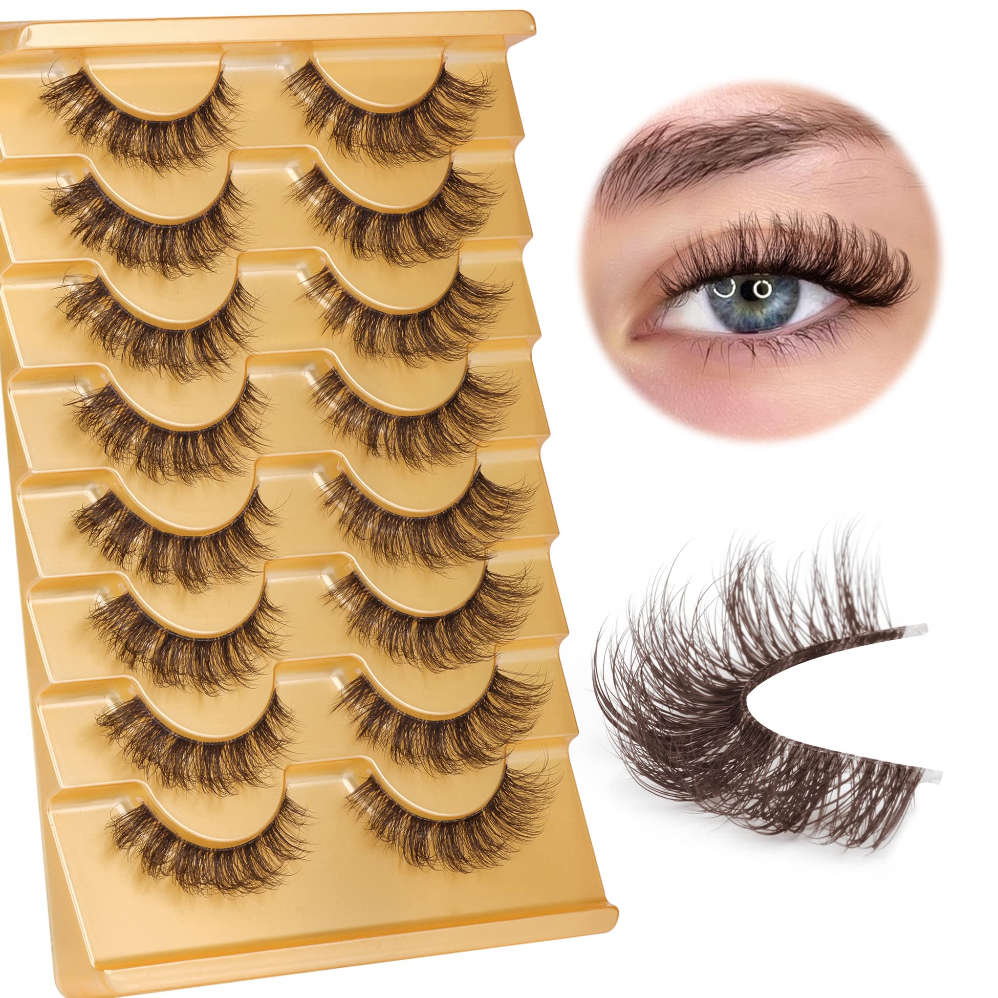 Pestañas Mavphnee Marrones con volumen natural para realzar la mirada
