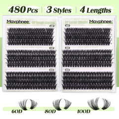 Pestañas Mavphnee racimos rizado D 60D 12 mm para más definición.