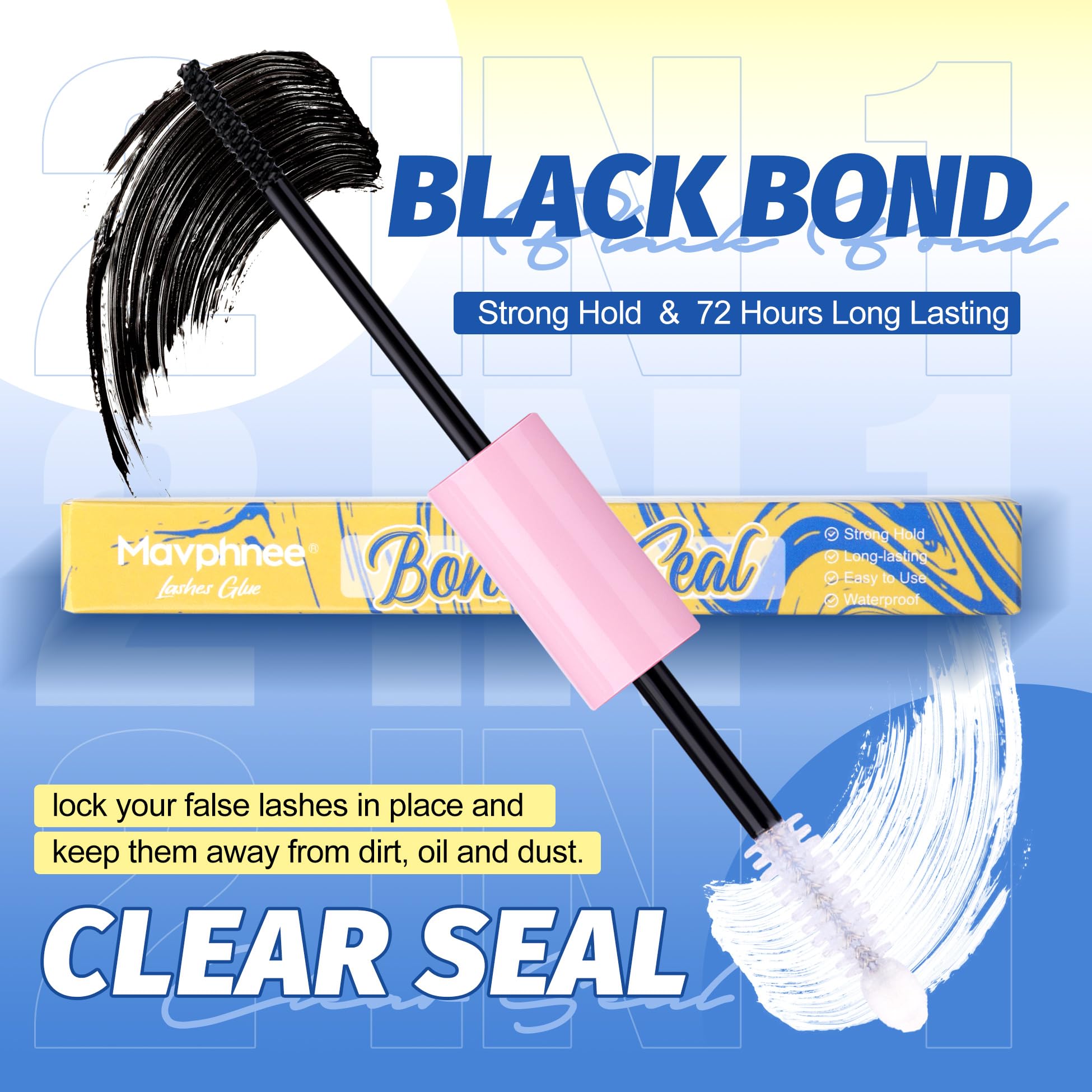 Sellador adhesivo Mavphnee para pestañas, protección impermeable para clústeres.