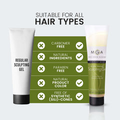 Max Green Alchemy MGA gel-modelador-vegan-control-frizz protege contra la humedad para un acabado pulcro.