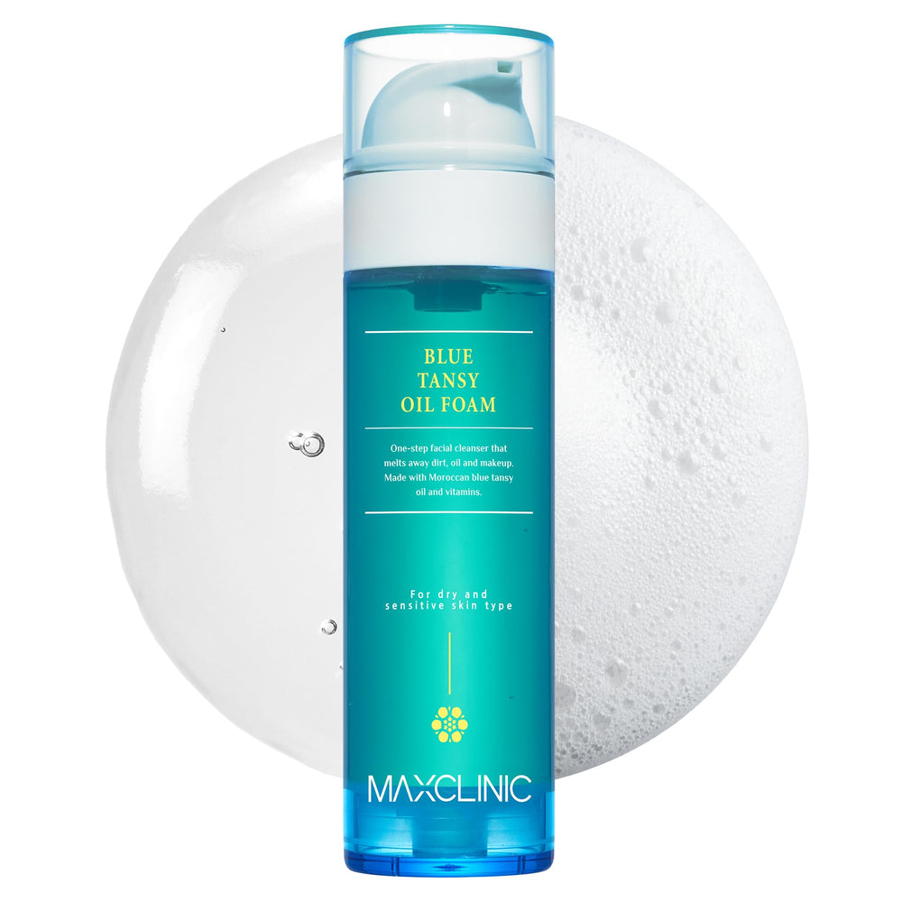 MAXCLINIC Aceite Azul, bote vertido, limpieza suave para el rostro.