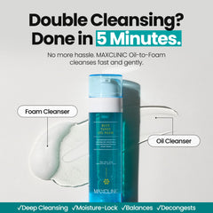 MAXCLINIC Aceite Azul, espumado, textura suave que elimina impurezas.