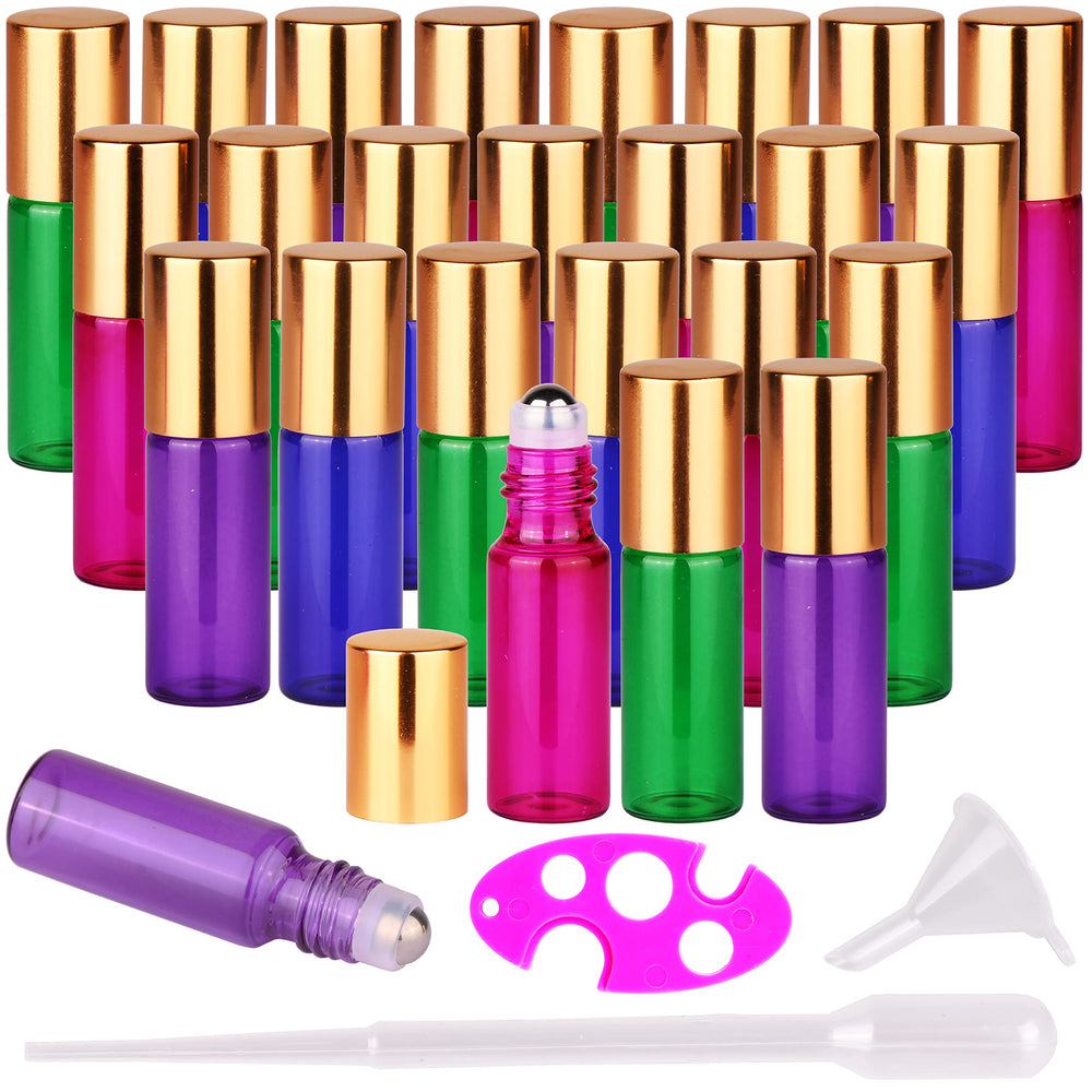 MaxMau botellas roll-on 5 ml en colores, ideales para llevar perfume o aceites.