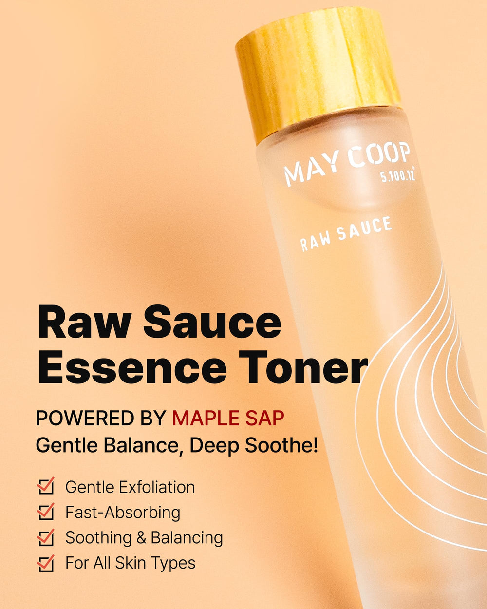 May Co op Toner: texture légère visible, absorption rapide sans fini gras.