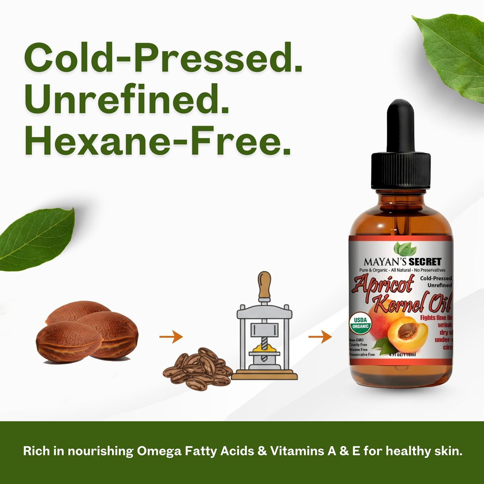 Mayan's Secret aceite de albaricoque para rostro y piel con absorción suave