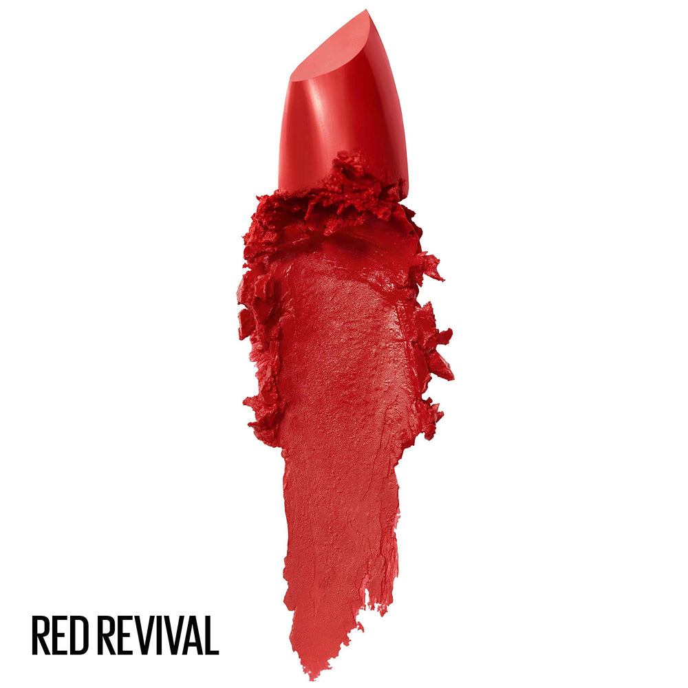 MAYBELLINE Color Sensational Lipcolor 645 Red Revival, aplicación suave para labios definidos.
