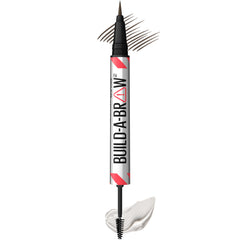 Maybelline Build-A-Brow pen strokes demonstrate hair-like definition for fuller brows.