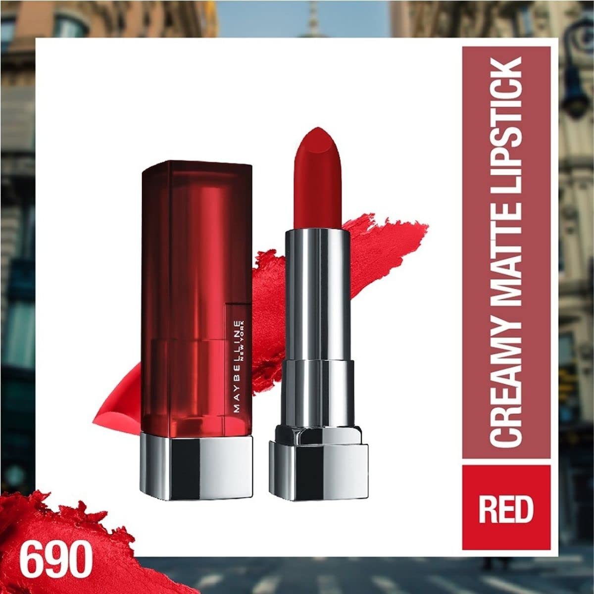 Maybelline Color Sensacional Labial Nude Mate, cobertura suave para diario.