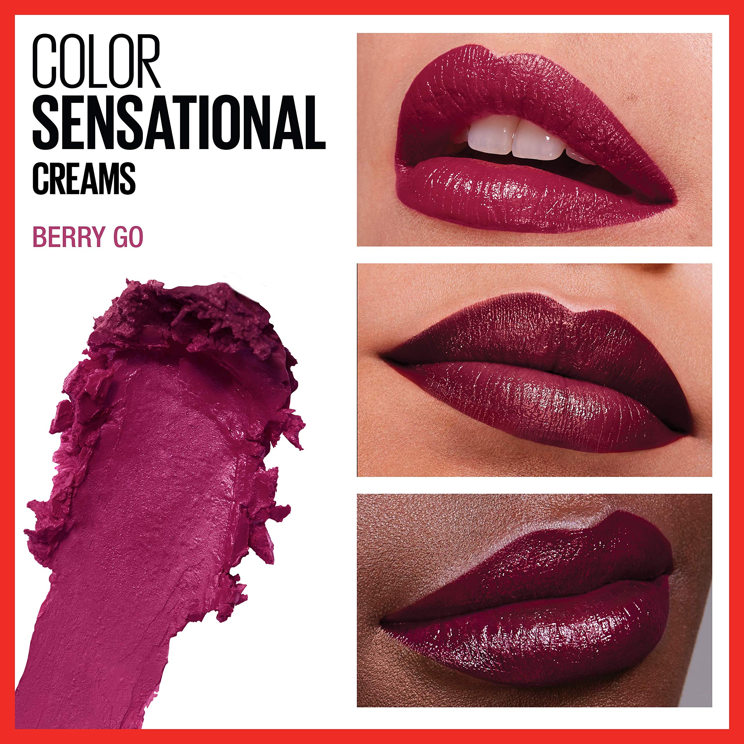 Maybelline Color Sensational labial rojo intenso, color duradero para ocasiones.