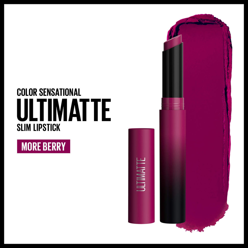 Maybelline Color Sensational Ultimatte labial malva oscuro, tono profundo para look nocturno.